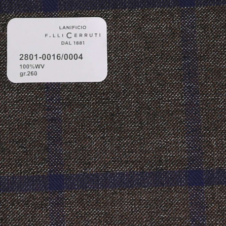 2801-0016/0004 Ceruti Lanificio - Vải Suit 100% Wool - Xanh Dương Caro Xám